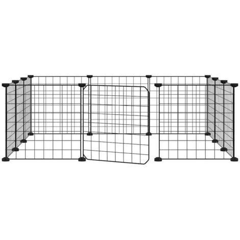 Cage animaux de compagnie à 12 panneaux et porte Noir 35x35 cm CFW94360