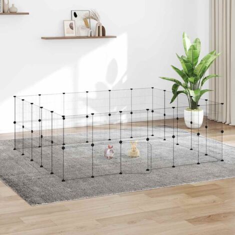 Cage animaux de compagnie à 44 panneaux et porte  Cage pour chien  Parc pour animaux Noir 35x35 cm MCYMH883204