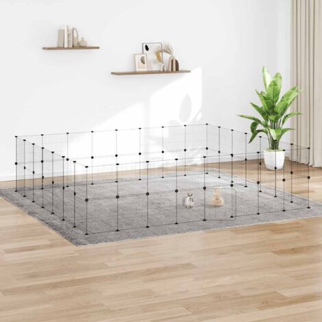 Cage animaux de compagnie à 60 panneaux et porte Cage pour chien Parc pour animaux Noir 35x35 cm MCYMH160701
