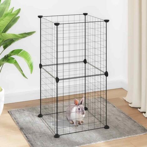 Cage animaux de compagnie à 8 panneaux  Cage pour chien  Parc pour animaux Noir 35x35 cm Acier MCYMH560852