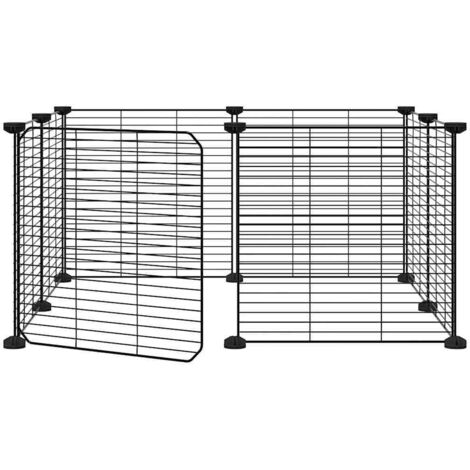 Cage animaux de compagnie à 8 panneaux et porte Noir 35x35 cm CFW93632