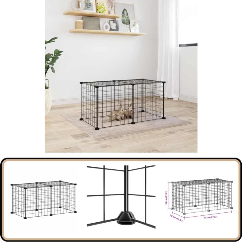 Vidaxl - Cage animaux de compagnie à 8 panneaux Noir 35x35 cm Acier - Cage Animal Domestique - Cage Petit Animal - Abri Animal - Accessoires Animaux