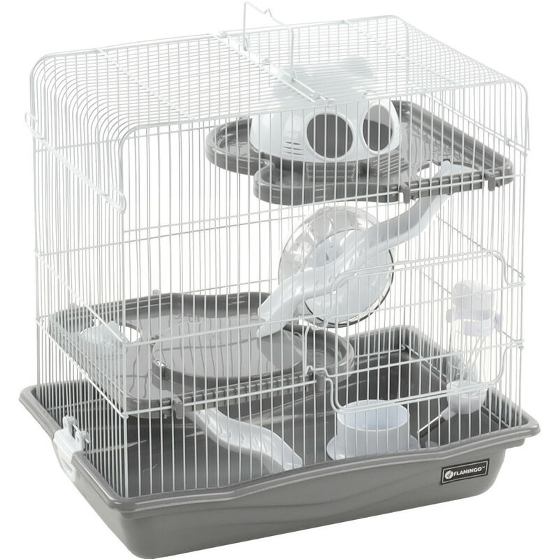 Flamingo Pet Products - Cage Binky grise. 45 x 30 x 44.5 cm. pour Hamster.