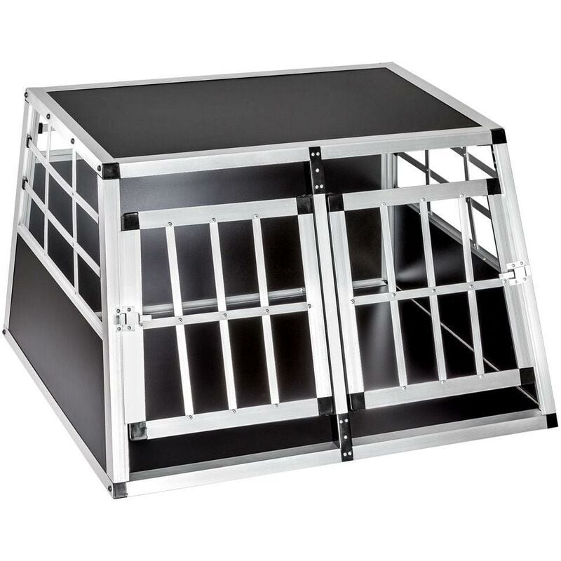 Helloshop26 - Cage box caisse de transport chien mobile aluminium 89 cm double