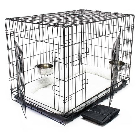 Cage Box De Transport Pliable Set Complet Pour Chien Et Chat Caisse Mobile Xl 122x76x84cm Kit