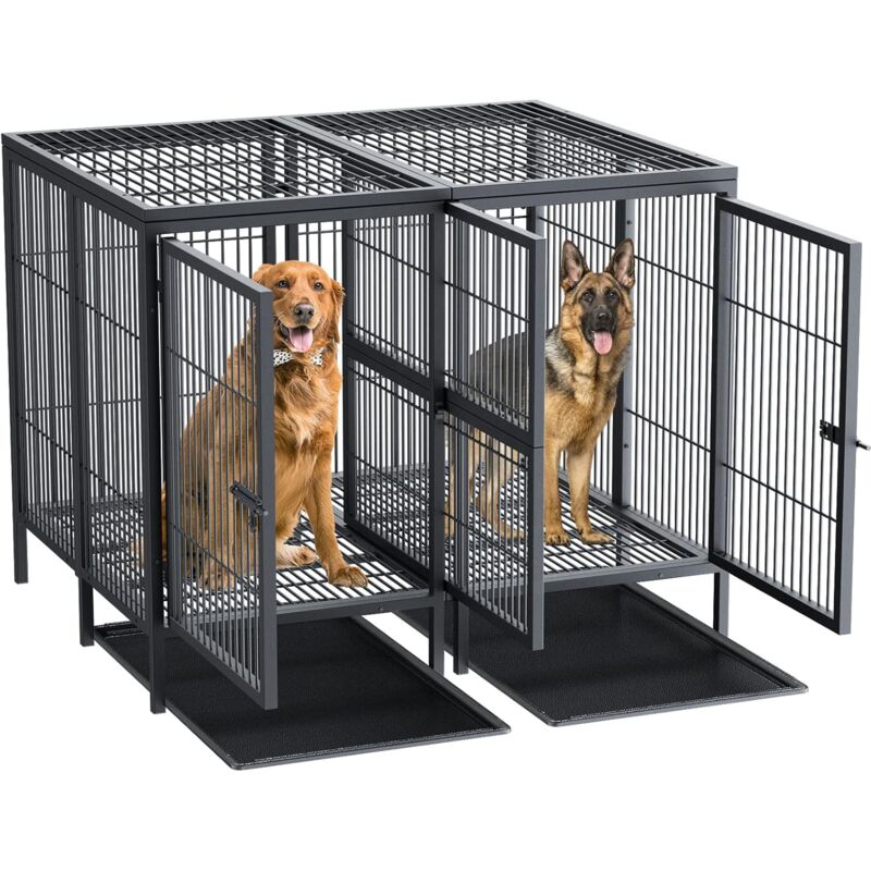 Bingo Paw - Cage Chien Grande Taille Métal: Caisse pour 2 Grand Chiens Intérieur xxl Amovible Enclos Chien Extérieur 130x100x100cm