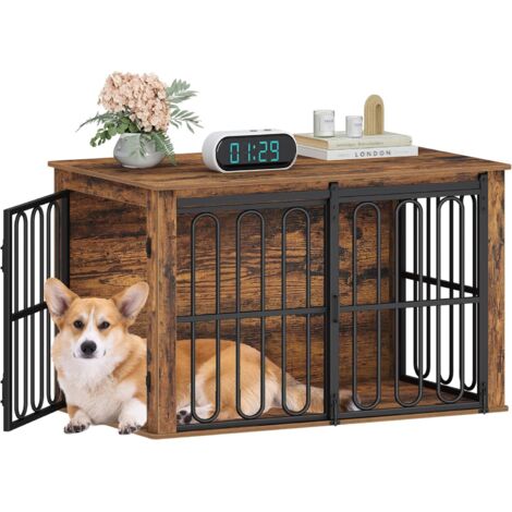 Cage Chien pour la Maison avec Porte Coulissante, 2 Portes