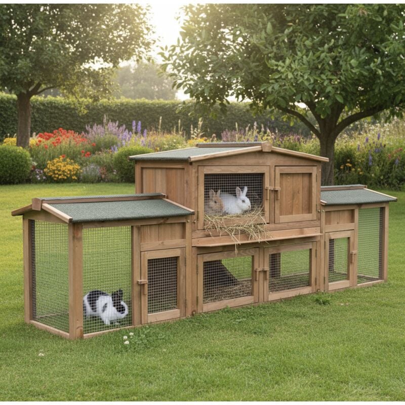 Cage Clapier Enclos lapin Docteur Lievre Largeur totale 2,48 m Modele 011 Dr. Lapin