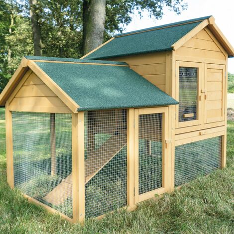 Cage Clapier Enclos lapin Exterieur en Bois de pin de Haute Qualite pour  lapins petits animaux 138 x 65 x 120 cm Modele : 032 F