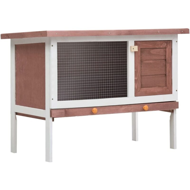 Clapier d'extérieur 1 niveau Marron Bois Vidaxl