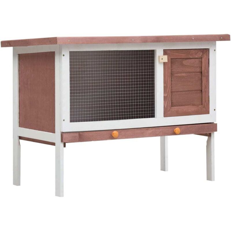 Clapier d'extérieur 1 niveau Marron Bois Vidaxl