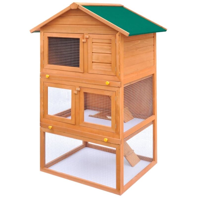 Vidaxl - Clapier d'extérieur Enclos pour petits animaux 3 niveaux Bois