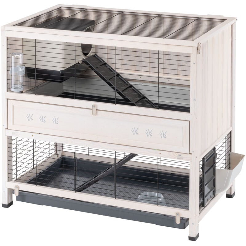 Ferplast COTTAGE Clapier d&39intérieur, 2 étages en bois de pin nordique FSC. Variante COTTAGE - Misure: 107.5 x 61.5 x h 102 cm -