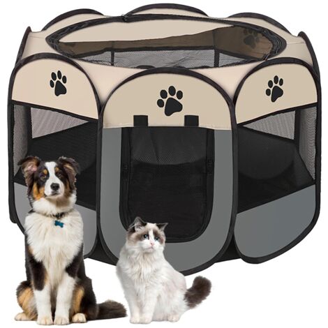 Cage de Chiens Portable,Cagede Chien Pliant Cat Stand,Cage deChien en Tissu Oxford ImperméableCage de ChatCage,Chien,Lapin(Gris,S,8)