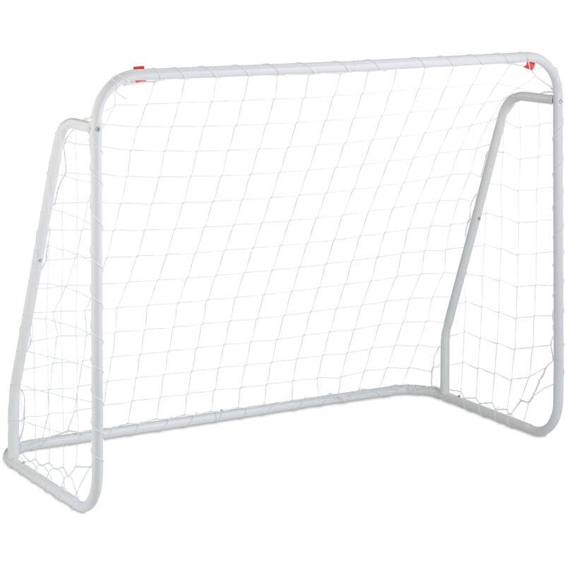 Cage de foot, pour enfants et adultes, acier et polyester, HxLxP : 96 x 124 x 61 cm, pour le jardin, blanche - Relaxdays