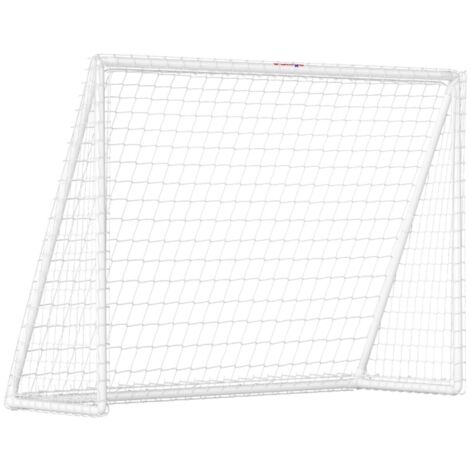 Cage de Football avec But - Filet Solide et Piquets - Cadre en Plastique Résistant - Dimensions 240x90x180 cm - Blanc
