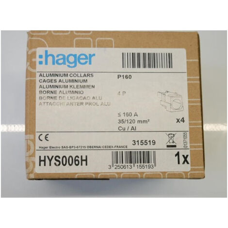 Cage de raccordement P160 Al 4P 1x35-120mm² (à unité) HAGER