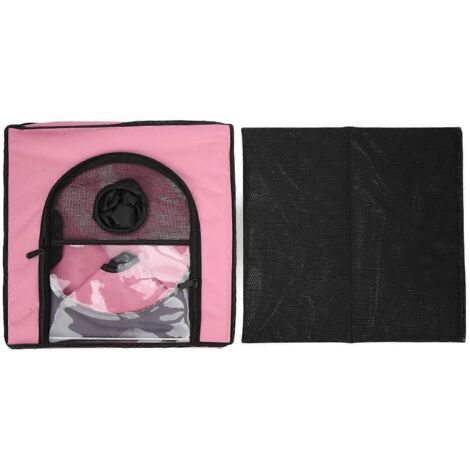 Cage de séchage pliable en nylon Oxford à mailles fines pour chiots, idéale pour le camping et les voyages (rose).