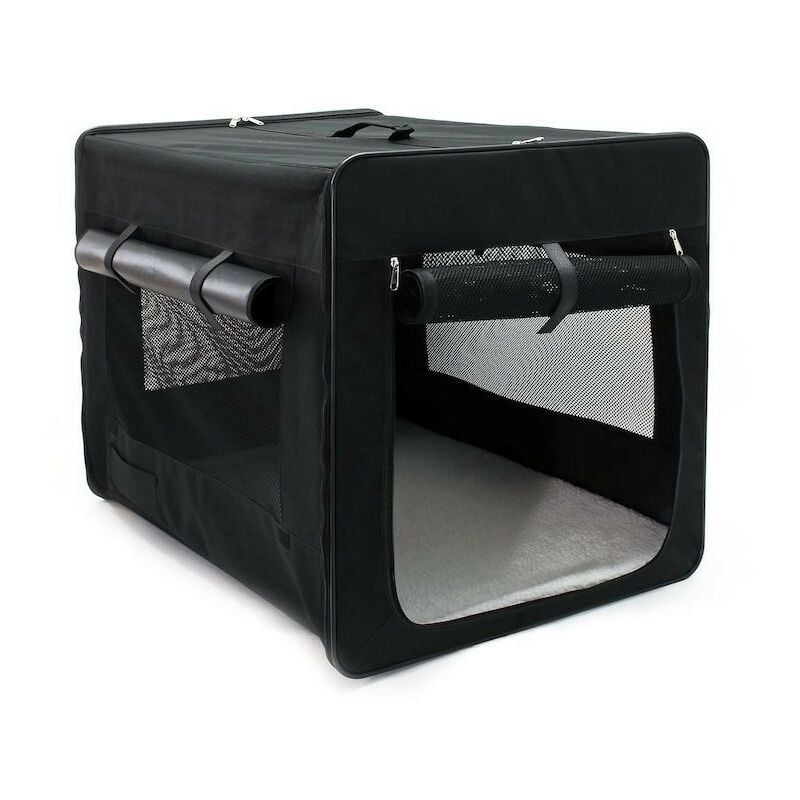 Le Poisson Qui Jardine - Cage de transport m pliable Chiens (58x46x53 cm) - Noir
