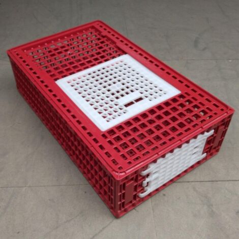 Cage De Transport Poules Et Volailles 96x57x27cm 2 Portes Rouge Et Blanche - Rouge