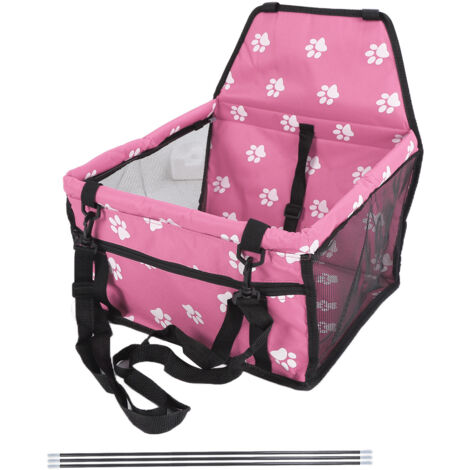 Cage de Transport pour Animaux avec Motif Patte d'Ours, Siège de Voyage Lavable et Sécurisé pour Voiture, Rose