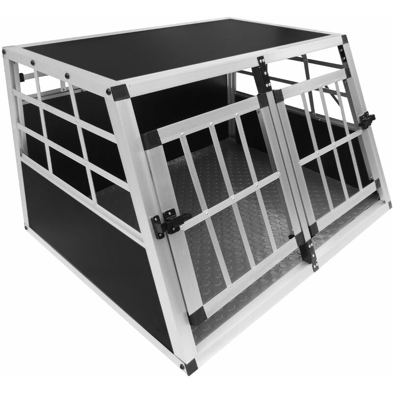 Monster-shop - Cage de Transport en Aluminium 50 x 89 x 69 cm - 2 Porte - Angle 65° Avant et 90° Arrière - Parfaite pour Voyage Trajet Animaux Petit