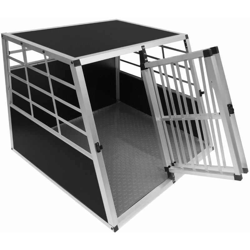 Monster-shop - Cage de Transport en Aluminium 90 x 97 x 69 cm - 2 Portes - Angle 65° Avant et 90° Arrière - Parfaite pour Animaux Format Large Chien