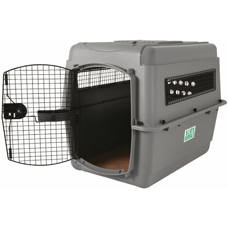 Cage de transport pour chat – Modèle IATA 400 – Taille L 91x64x69cm – 90% plastique recyclé – Ventilation 360° avec grille en fer – Pet Mate