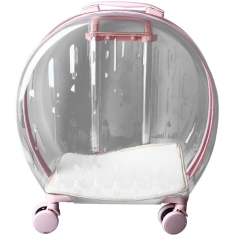 Cage de Transport pour Chat Transparente et Aérée, Poussette Roulante Silencieuse pour Visites Vétérinaires et Promenades