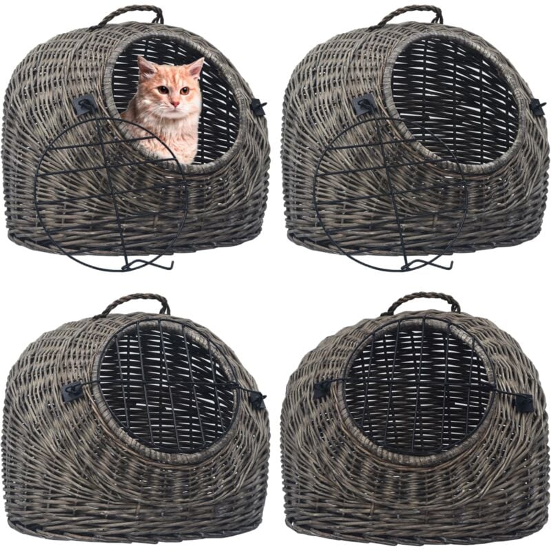 Vidaxl - Cage de transport pour chats Gris 60x45x45 cm Saule naturel - cage de transport pour chat - cages de transport pour chat - Home & Living