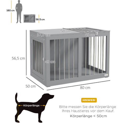 Cage de transport pour chien, 2 portes, verrouillable, en grillage d'acier, 80 cm x 50 cm x 56,5 cm, grise