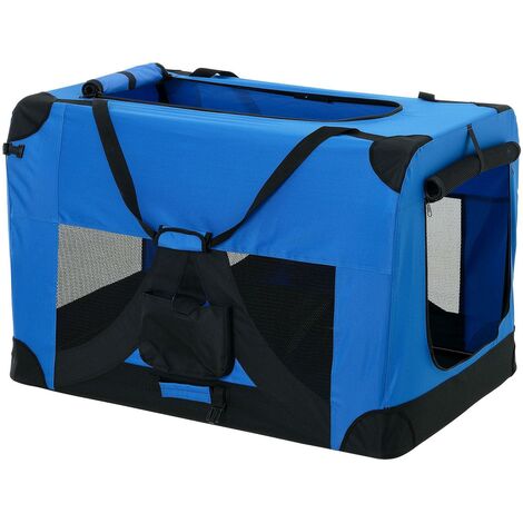 Cage de transport pour chien box de transport chenil polyester pliant taille XXL bleu - Bleu