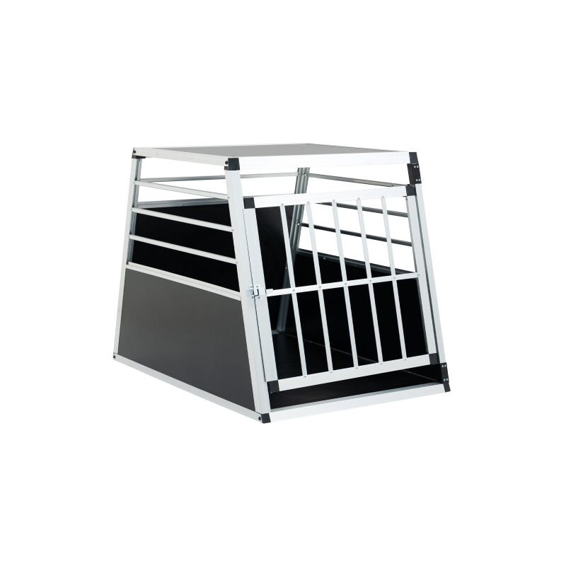 Wishdor - Cage de transport pour chien en aluminium, cage de transport pour voiture, noir