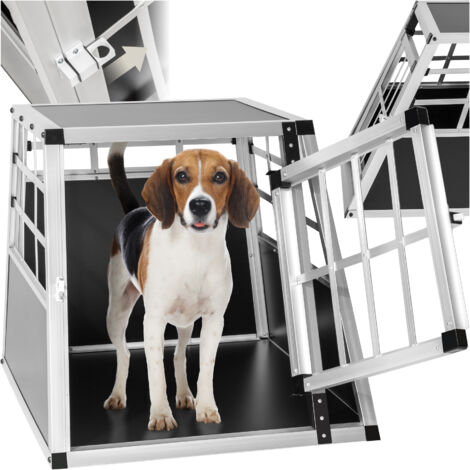 Tectake – Cage de transport pour chien aluminium 69 x 54 x 50 cm – Confort optimal avec grille d'aération – Montage rapide et facile