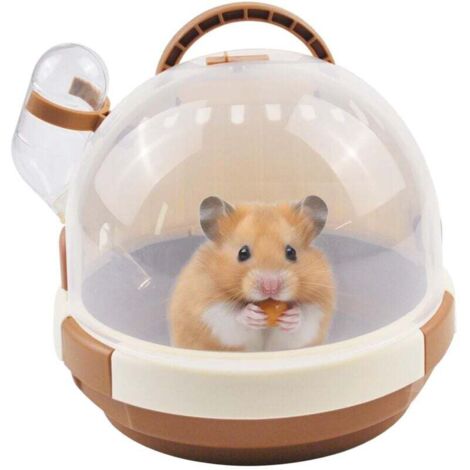 Cage de transport pour hamster, étui portable pour petits animaux avec bouteille d'eau, cage en plastique respirant pour cobayes de forme ouverte, convient aux hamsters nains, furets, chinchillas et h