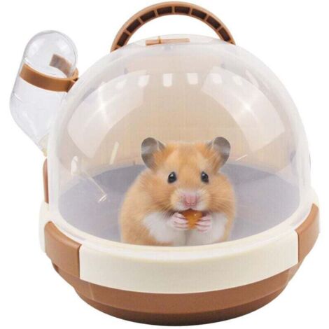 Cage de transport pour petits animaux avec bouteille d'eau, plastique respirant, idéale pour hamsters nains et furets Ortviai