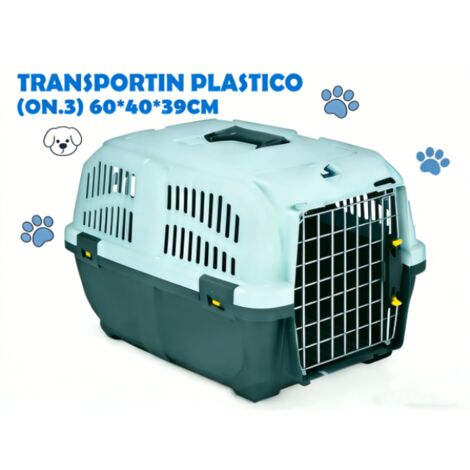 Cage de transport rigide et résistante pour animaux de compagnie, avec fentes d'aération, porte en métal, adaptée aux chats et aux chiens.