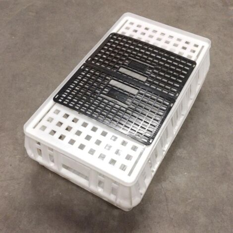 Cage De Transport Volaille Conique 80x50x30cm 1 Porte Noire Et Blanche - Blanc