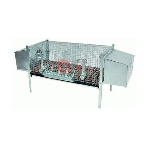 Cage d'élevage pour lapins 2 places – Dimensions 154x53x70 cm – Pliable pour rangement facile – Avec nids intégrés – Inferramenta - 154x53xH70