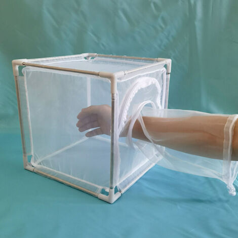 Cage d'Observation pour Insectes et Plantes Nylon 100 Mesh avec Supports en Acier Inoxydable 12 Tiges et 8 Connecteurs - Démontable et Transportable pour Élevage et Reproduction Blanche