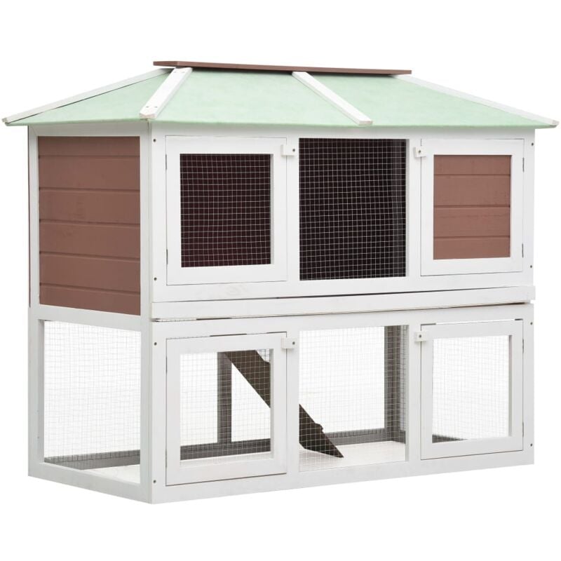 Vidaxl - Cage double pour animaux Marron Bois