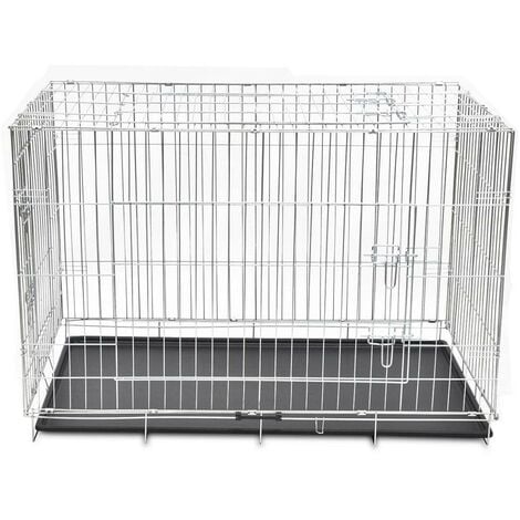 Cage en métal pliable pour chien acier galvanisé 121 x 74 x 83 cm - Métal
