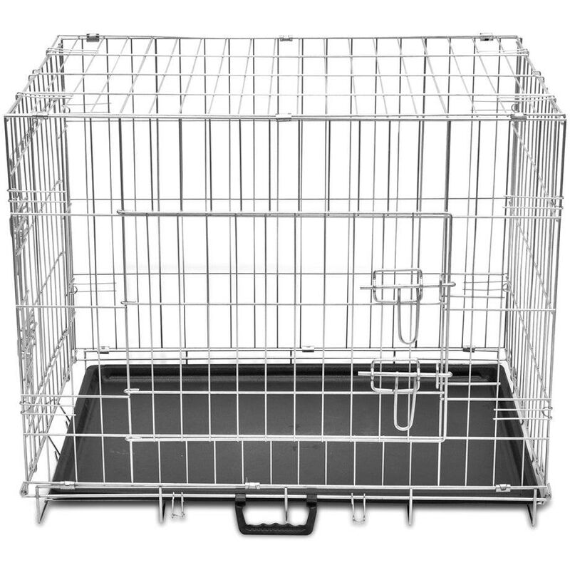 Helloshop26 - Cage en métal pliable pour chien acier galvanisé 95 x 56 x 64 cm - Métal