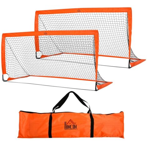 Cage et but de foot portable 2-en-1-Mini-but pliable métal-Tissu Oxford-Enfant-Orange-183x90x90cm