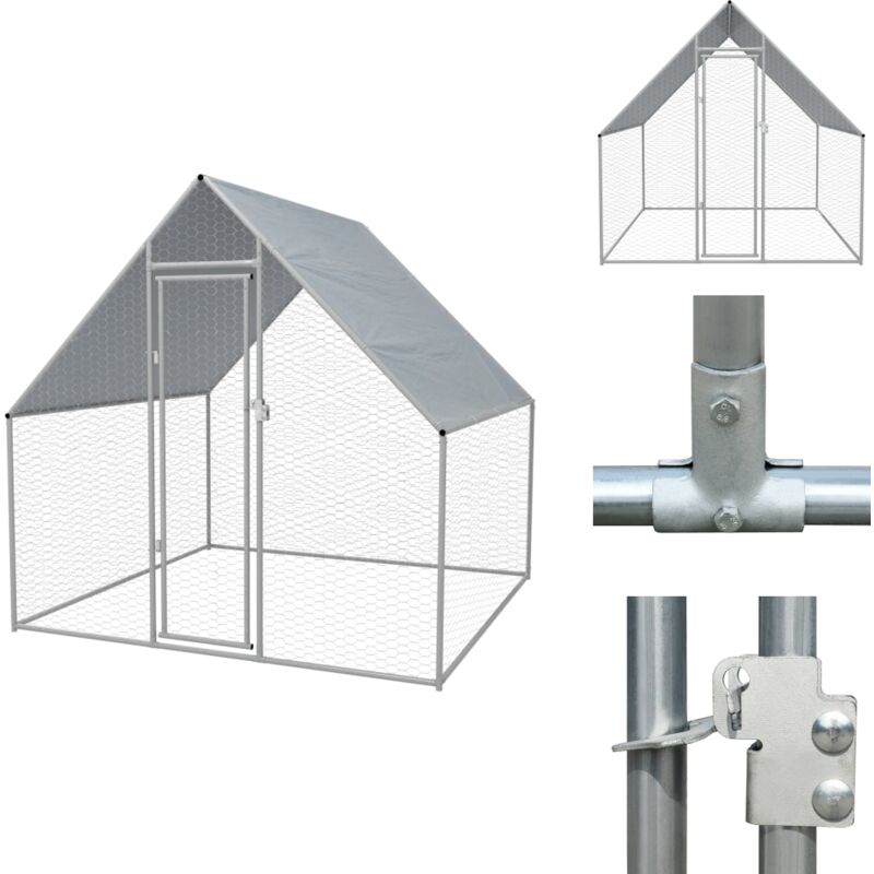 Cage extérieure pour poulets Acier galvanisé 2 x 2 x 1,92 m - Poulailler Extérieur - Abri Pour Poulet - Coop Pour Poule - Voliére - Cage Pour Oiseau