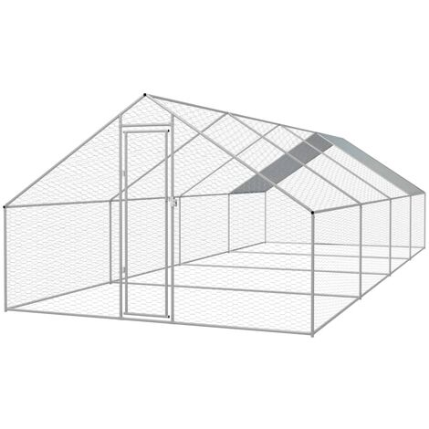 Cage Extérieure Pour Poulets Acier Galvanisé 3 X 8 X 2 M 170498