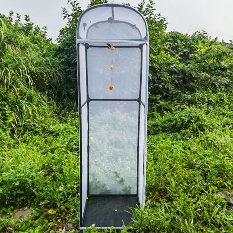 Cage Habitation pour Papillons Extérieur PVC Polyester Treillis Haute Structure 60x60x200cm