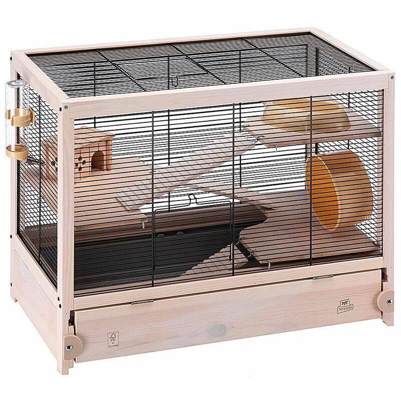 Ferplast - hamsterville Cage en bois fsc pour hamsters et souris. Variante hamsterville - Mesures: 60 x 34 x h 49 cm -
