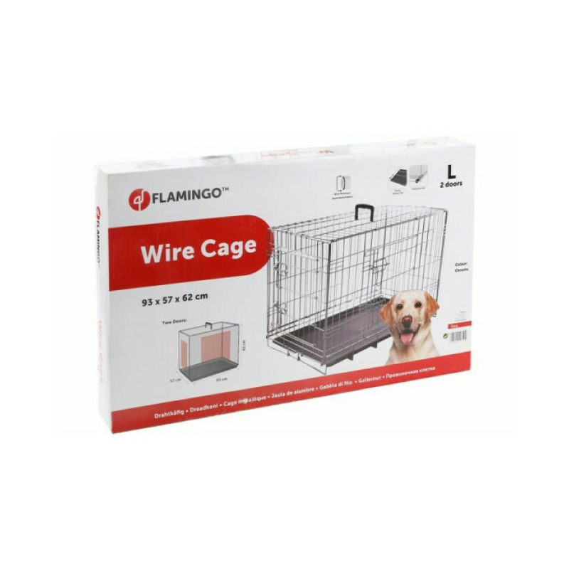 Cage pour chien métallique 2 portes Taille M 93 cm x l 57 cm x H 62 cm