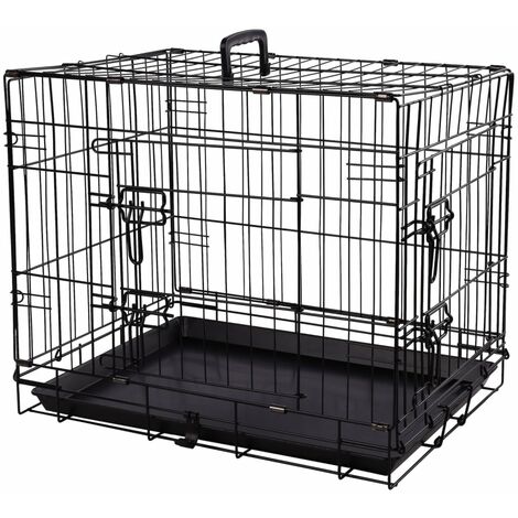 FLAMINGO Cage Métallique Animaux avec Porte Coulissante Noir Multi-taille